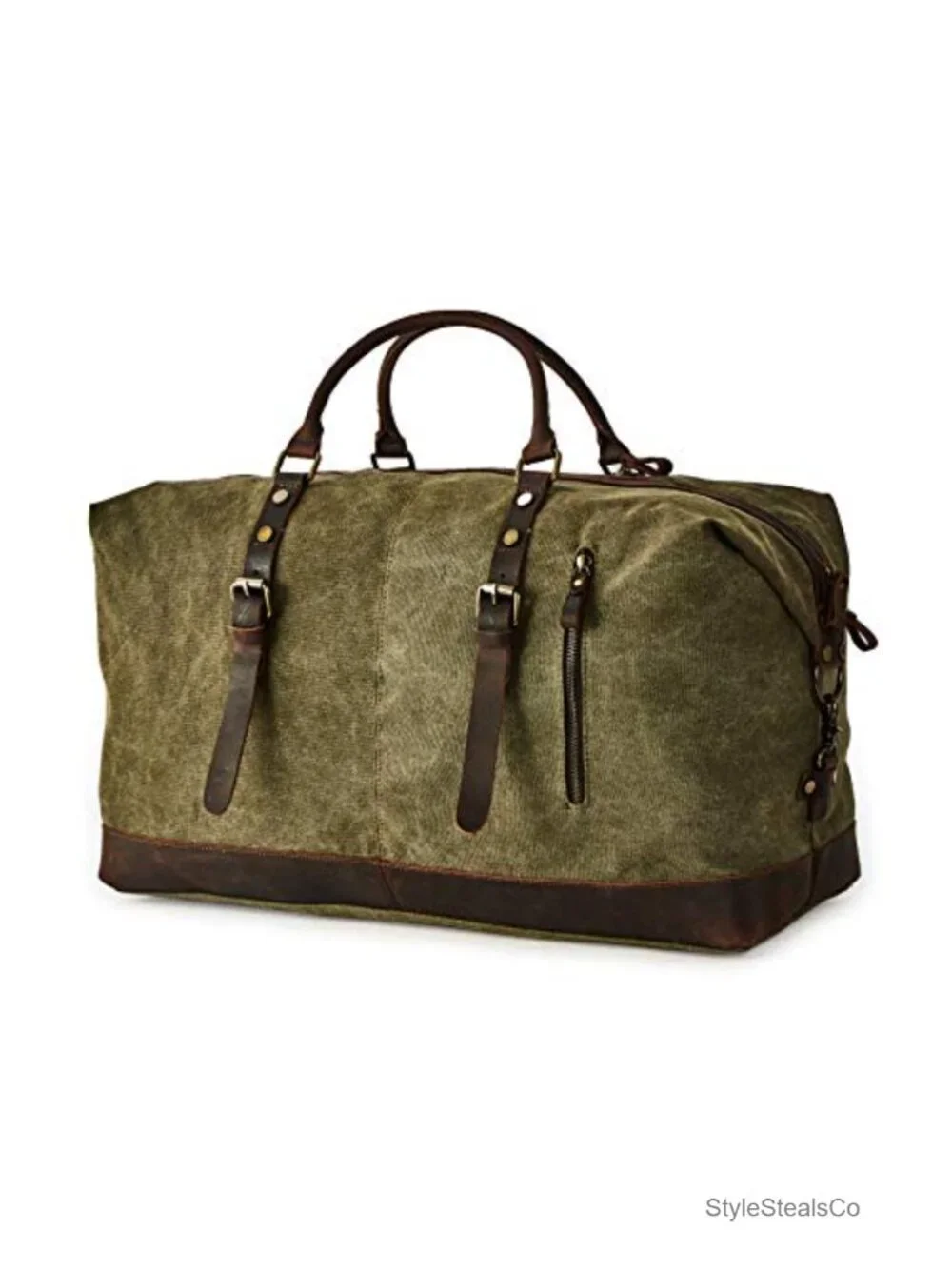 Oversized Canvas Genuine Leather Trim Travel Tote Duffel Weekend Bag